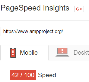 PageSpeed Insights analysis of www.ampproject.org